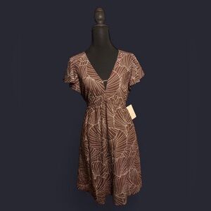 a new day Brown Leaf Print Mini Dress